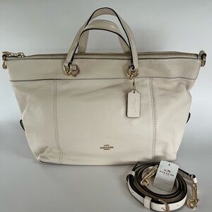 Coach Pebble Leather Lenox Satchel Crossbody - Chalk